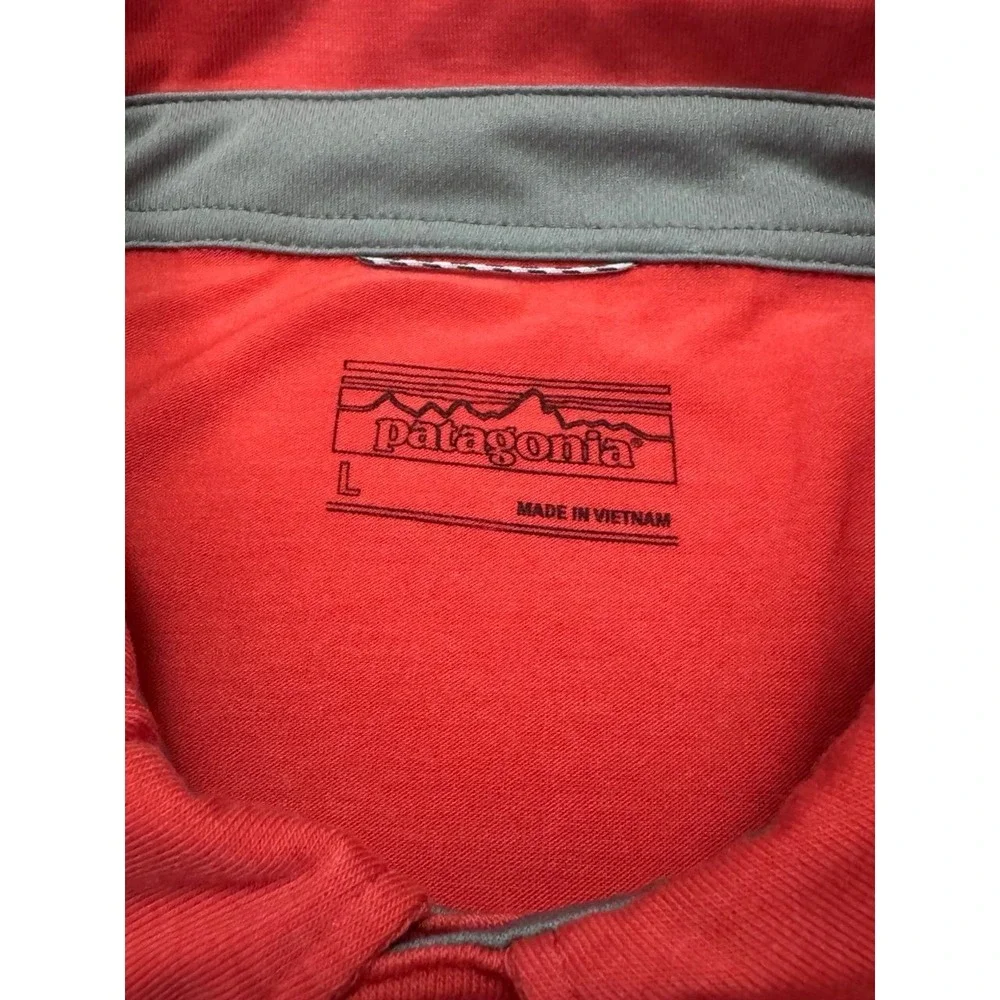 Patagonia Cactusflats Polo Shirt Mens L Static Red Tencel Blend Outdoor Casual - Picture 4 of 9